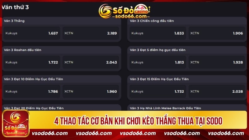 4 thao tác cơ bản khi chơi kèo thắng thua tại SODO66