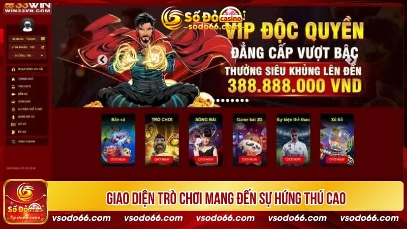 Giao diện trò chơi mang đến sự hứng thú cao