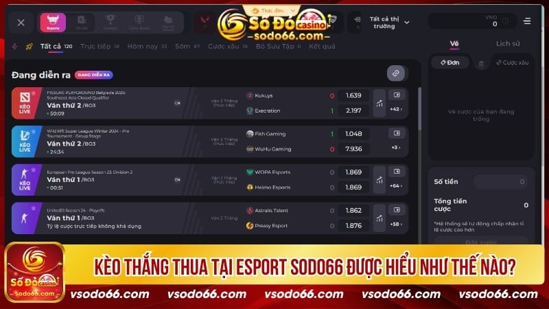 Kèo thắng thua tại Esport SODO66 được hiểu như thế nào?