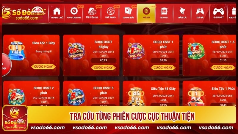 Tra cứu từng phiên cược cực thuận tiện